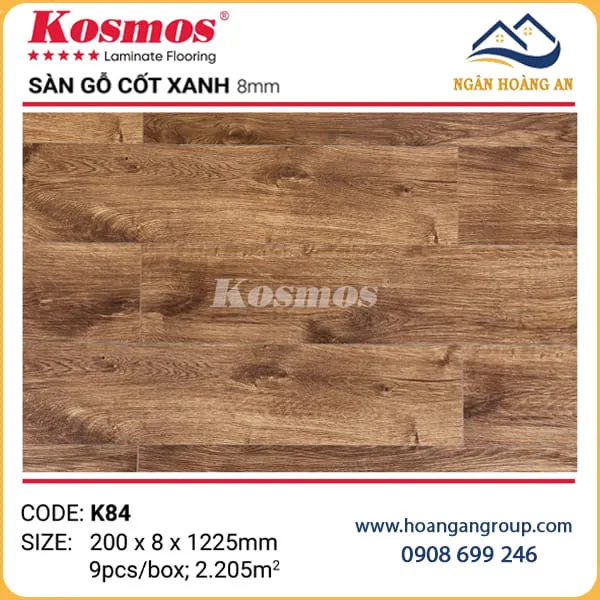 Sàn Gỗ Công Nghiệp Kosmos Cốt Xanh 8mm K84 Sàn Gỗ Công Nghiệp Kosmos Cốt Xanh 8mm K84