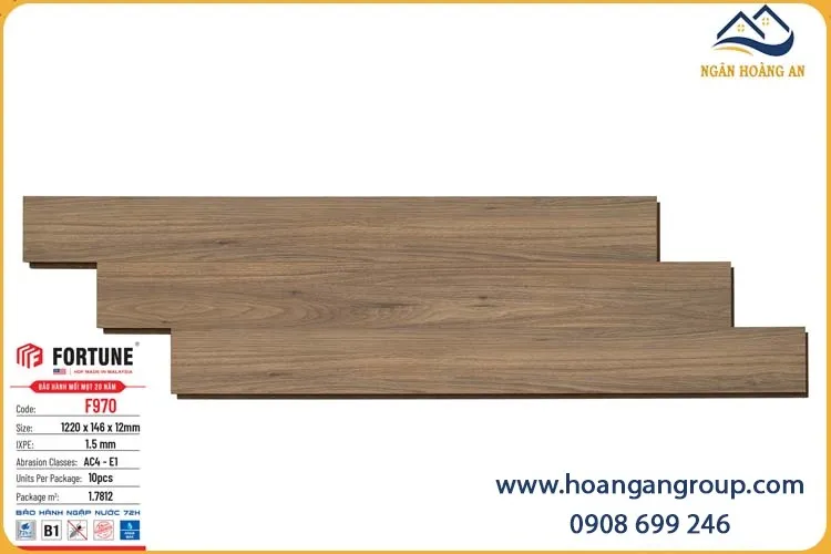 Sàn Gỗ Công Nghiệp Fortune Malaysia F970 12mm