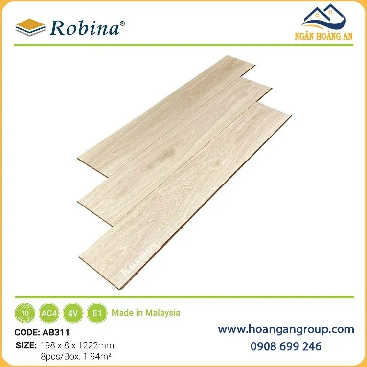 Sàn Gỗ Công Nghiệp Malaysia Robina AB311 8mm