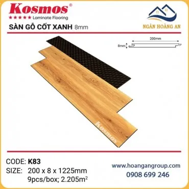 Sàn Gỗ Kosmos 8mm Cốt Xanh Kháng Ẩm Đế Cao Su K83
