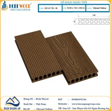 Sàn Gỗ Nhựa Ngoài Trời Hobi Wood Lỗ Tròn HB 140 T25-3D Vibrant Yellow