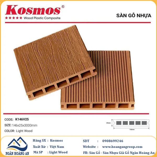 Sàn Gỗ Nhựa Kosmos 5 Lỗ Vuông Vân Tự Nhiên 3D Tại Bình Thạnh TPHCM