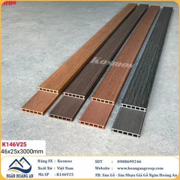 Sàn Gỗ Nhựa Kosmos 5 Lỗ Vuông Vân Tự Nhiên 3D K146V25