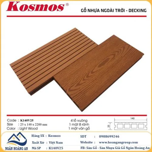 Sàn Gỗ Nhựa Ngoài Trời Kosmos K140V25 Light Wood