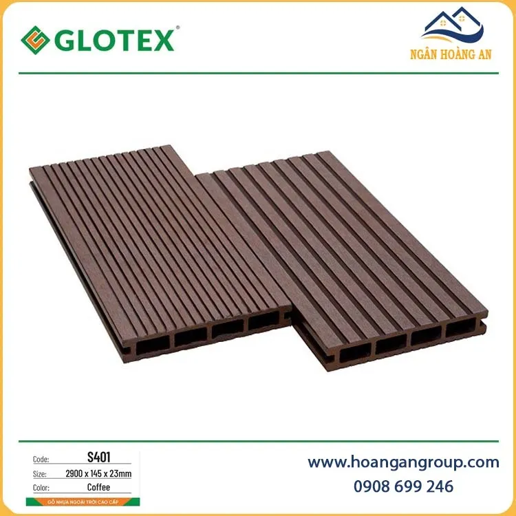 Sàn Gỗ Nhựa Ngoài Trời Glotex S401 Coffee