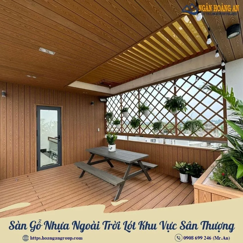 Sàn Gỗ Nhựa Ngoài Trời Lót Khu Vực Sân Thượng