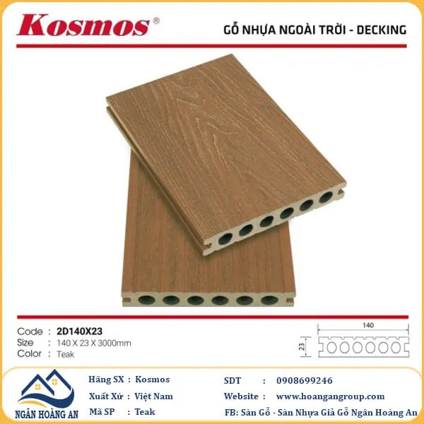 Sàn Gỗ Nhựa Ngoài Trời Vân 2D Kosmos Teak Tại Tân Bình TPHCM