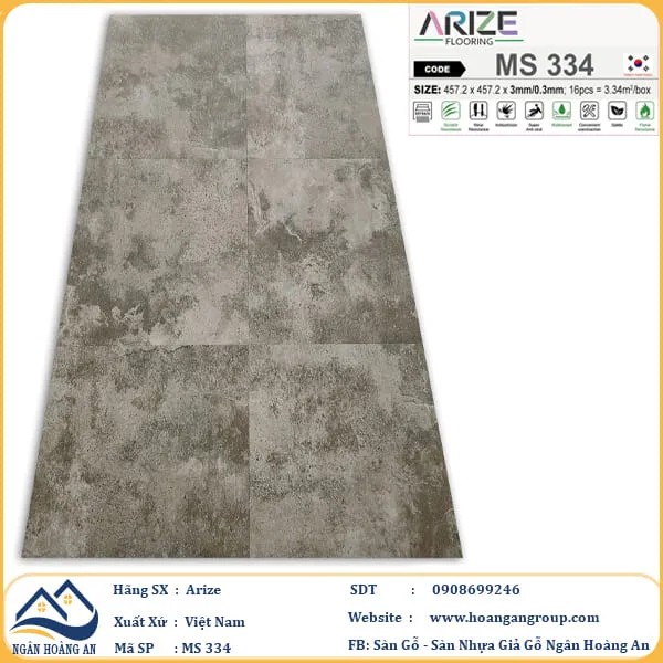 Sàn Nhựa Dán Keo Giả Vân Đá Arize MS334