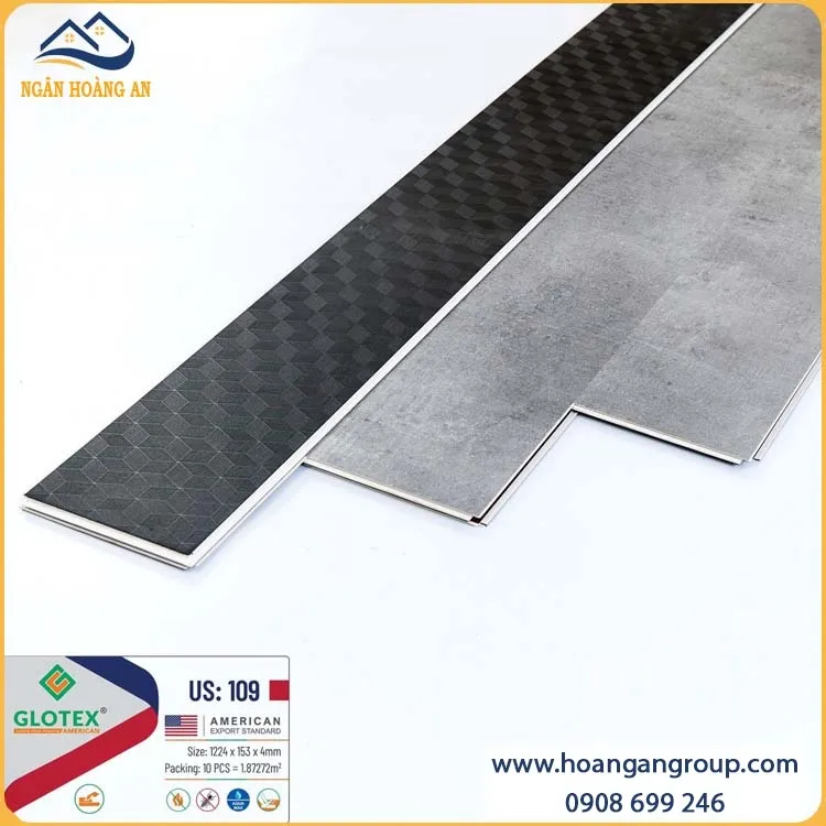 Sàn Nhựa Giả Bê Tông Hèm Khoá Glotex US109 Đế Cao Su