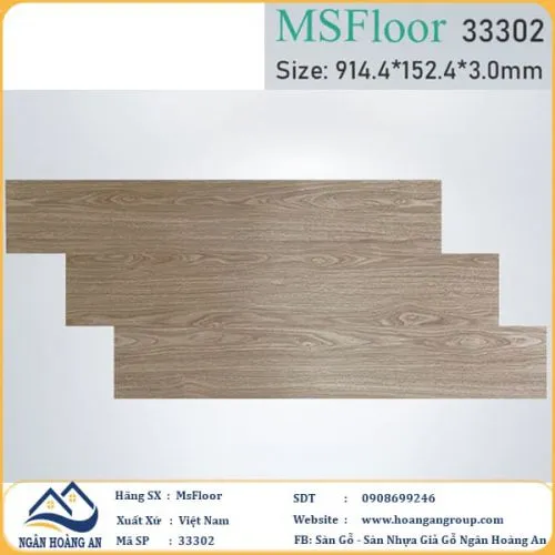 Sàn Nhựa Giả Gỗ Dán Keo MsFloor 33302 Dày 3mm