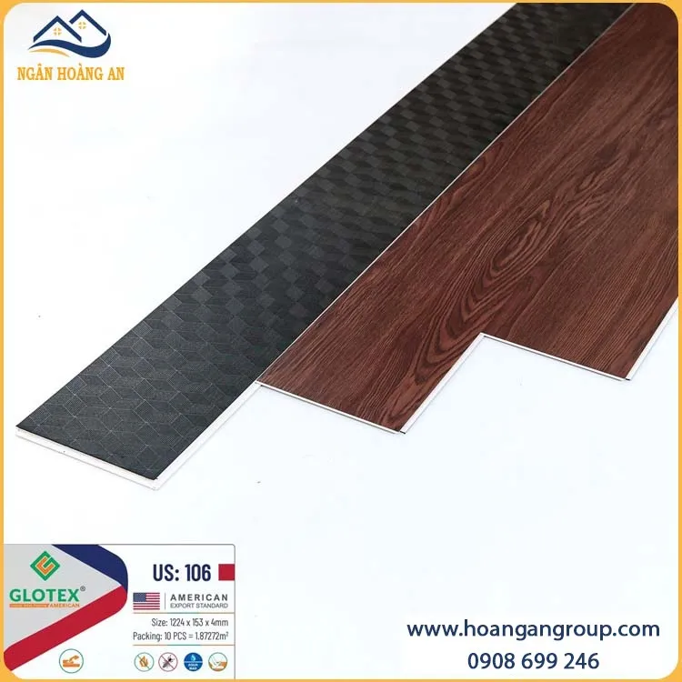 Sàn Nhựa Giả Gỗ Hèm Khóa Glotex US106 Đế Cao Su 4mm Sàn Nhựa Giả Gỗ Hèm Khóa Glotex US106 Đế Cao Su 4mm