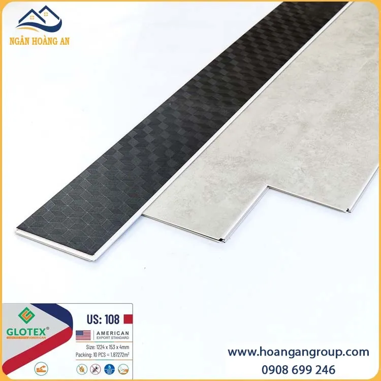 Sàn Nhựa Hèm Khóa Giả Bê Tông Glotex US108 Đế Cao Su Sàn Nhựa Hèm Khóa Giả Bê Tông Glotex US108 Đế Cao Su