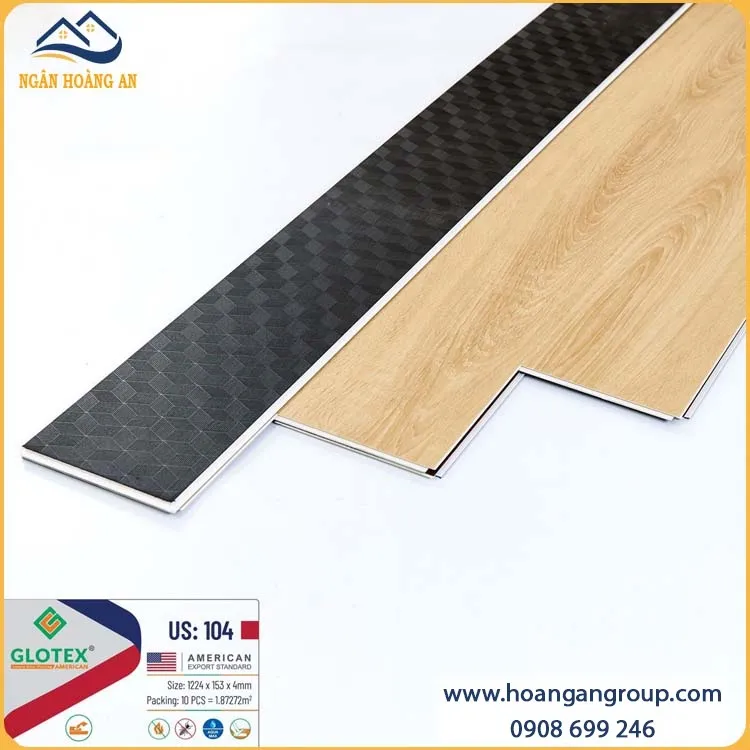 Sàn Nhựa Hèm Khóa Giả Gỗ Glotex US104 Đế Cao Su 5mm Sàn Nhựa Hèm Khóa Giả Gỗ Glotex US104 Đế Cao Su 5mm