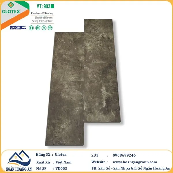 Sàn Nhựa Hèm Khóa Glotex Giả Vân Đá VT903