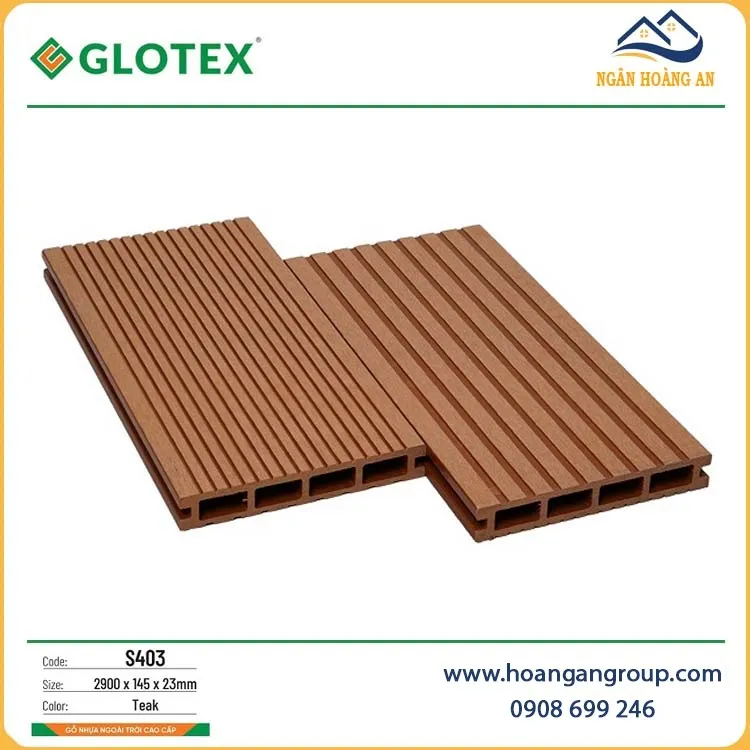 Sàn Sân Thượng Gỗ Nhựa Ngoài Trời Glotex S403 Teak