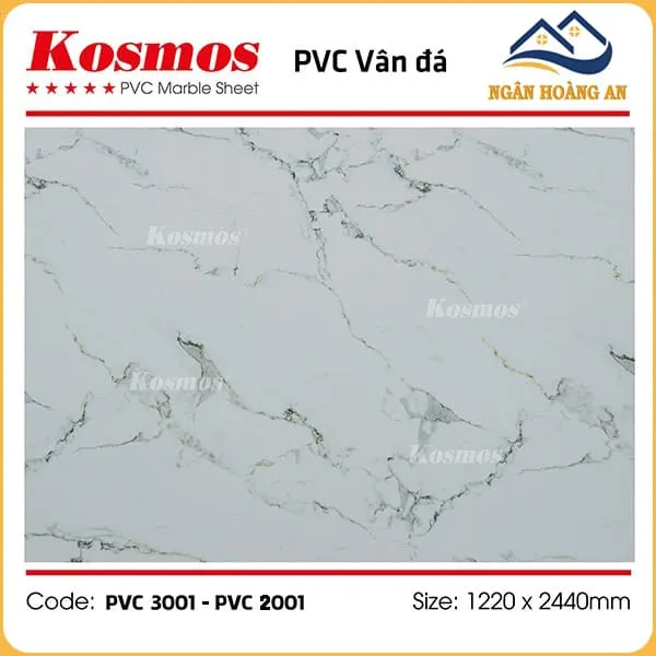 Tấm PVC Giả Đá Màu Trắng Vân Mây Kosmos