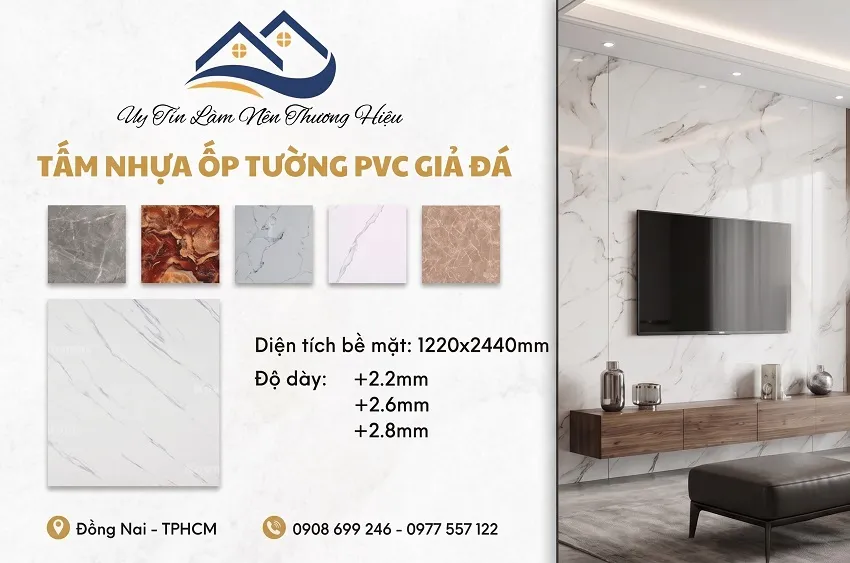 Tấm Nhựa Ốp Tường PVC Giả Đá Chính Hãng Ngân Hoàng An