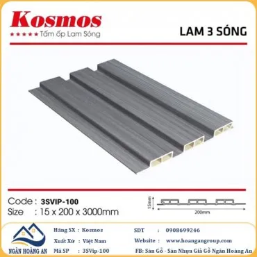 Lam 3 Sóng Nhựa Giả Gỗ Ốp Tường Ốp Trần Kosmos 3SVIP-100
