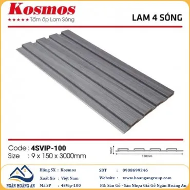 Lam 4 Sóng Nhựa Giả Gỗ Ốp Tường Ốp Trần Kosmos 4SVIP-100