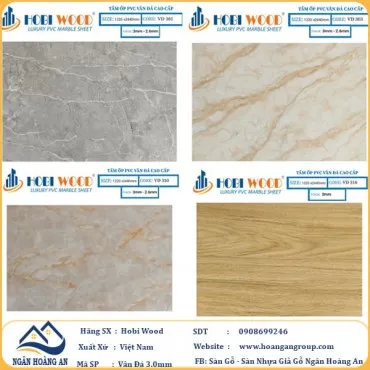 Tấm Nhựa Ốp Tường PVC Giả Vân Đá Hobi Wood Dày 3.0mm
