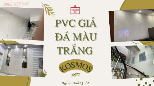 Ốp Tường Nhựa PVC Giả Đá Màu Trắng Trơn Kosmos PVC2023 Tại Q1 TPHCM