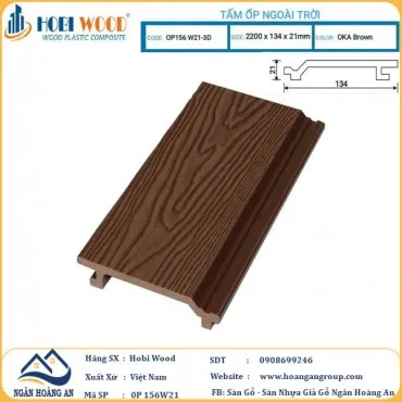 Tấm Ốp Gỗ Nhựa Ngoài Trời Hobi Wood OP156W21 Oka Brown