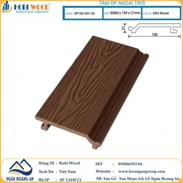 Tấm Ốp Gỗ Nhựa Ngoài Trời Hobi Wood OP156W30 Oka Brown