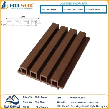 Tấm Ốp Lam Sóng Ngoài Trời Hobi Wood SO218W28 Oka Brown 3m