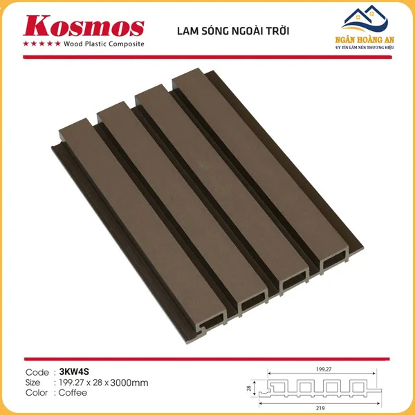 Tấm Ốp Lam Sóng Gỗ Nhựa Ngoài Trời Thanh 3000mm