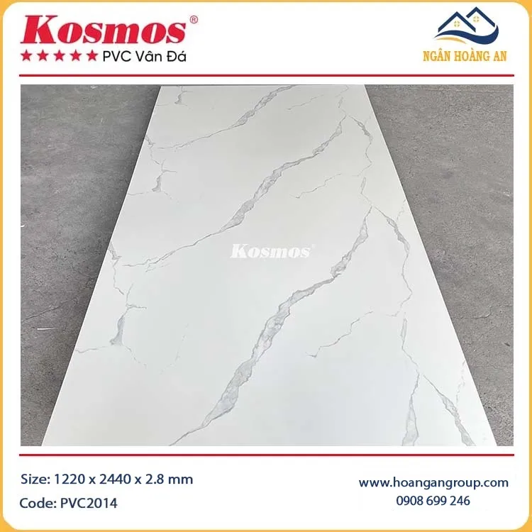 Tấm Ốp PVC Giả Vân Đá Kosmos PVC2014 Màu Trắng Vân Mây Tấm Ốp PVC Giả Vân Đá Kosmos PVC2014 Màu Trắng Vân Mây