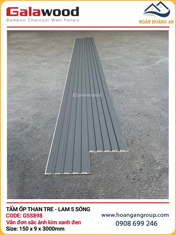 Tấm Lam Sóng Than Tre Vân Đơn Sắc Ánh Kim Xanh Đen Galawood G5S898 Tấm Lam Sóng Than Tre Vân Đơn Sắc Ánh Kim Xanh Đen Galawood G5S898