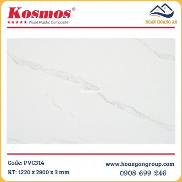 Tấm Nhựa PVC Giả Vân Đá Kosmos Màu Trắng Vân Mây PVC314 