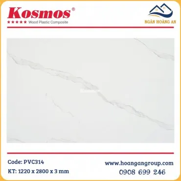 Tấm Nhựa PVC Giả Vân Đá Kosmos Màu Trắng Vân Mây PVC314 