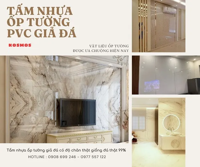 Tấm Nhựa Ốp Tường PVC Giả Vấn Đá Kosmos