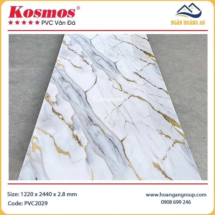 Tấm Nhựa Ốp Tường Giả Đá Dát Vàng Kosmos PVC2029 Tấm Nhựa Ốp Tường Giả Đá Dát Vàng Kosmos PVC2029