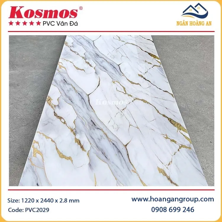 Tấm Nhựa Ốp Tường Giả Đá Dát Vàng Kosmos PVC2029 Tấm Nhựa Ốp Tường Giả Đá Dát Vàng Kosmos PVC2029