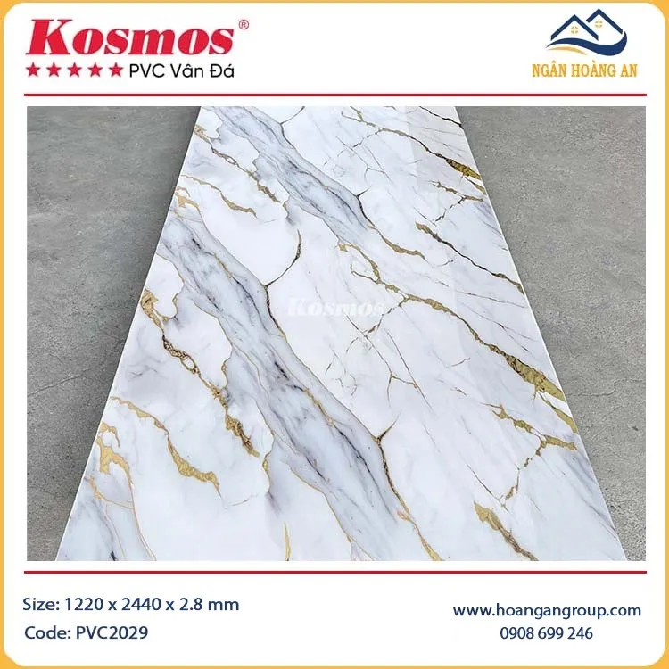 Tấm Nhựa Ốp Tường Giả Đá Dát Vàng Kosmos PVC2029 Tấm Nhựa Ốp Tường Giả Đá Dát Vàng Kosmos PVC2029