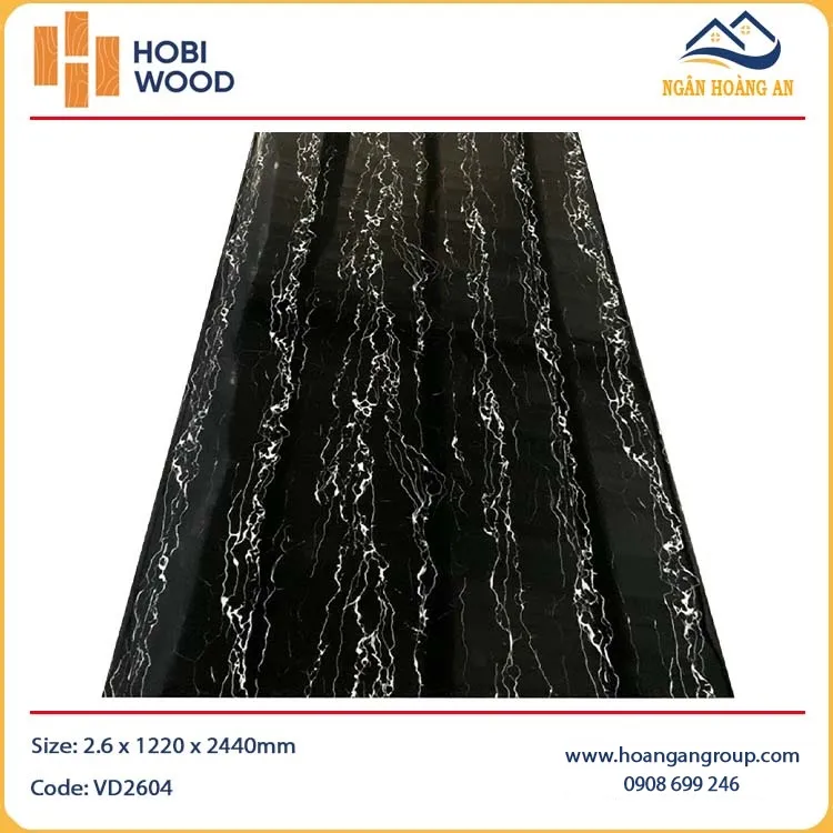 Tấm Nhựa Ốp Tường Giả Đá PVC Màu Đen HobiWood VD2604 Tấm Nhựa Ốp Tường Giả Đá PVC Màu Đen HobiWood VD2604