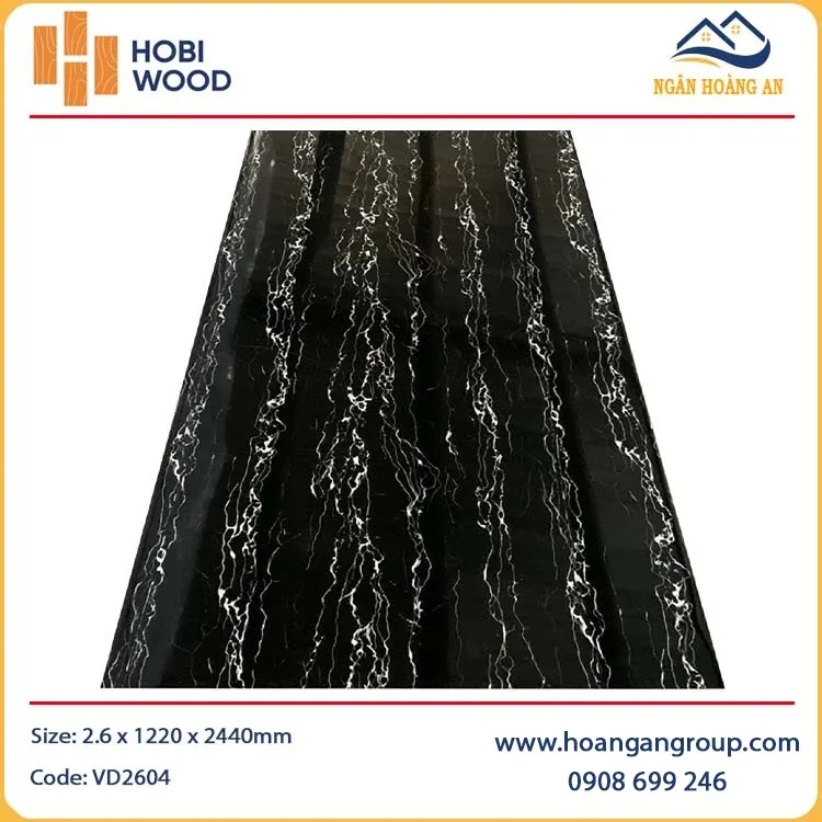 Tấm Nhựa Ốp Tường Giả Đá PVC Màu Đen HobiWood VD2604 Tấm Nhựa Ốp Tường Giả Đá PVC Màu Đen HobiWood VD2604