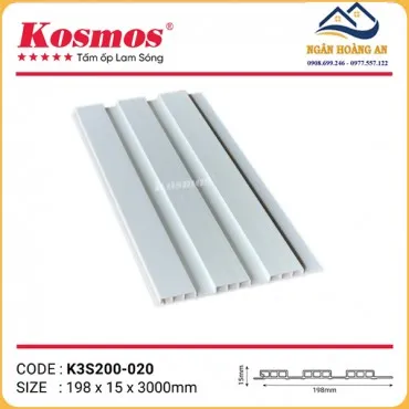 Tấm Nhựa Ốp Tường Lam 3 Sóng Màu Trắng Kosmos K3S200-020