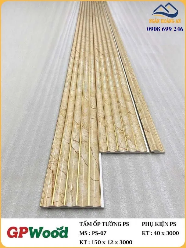 Tấm Nhựa Ốp Tường Lam Sóng Bán Nguyệt GPWood PS-07 Vân Đá