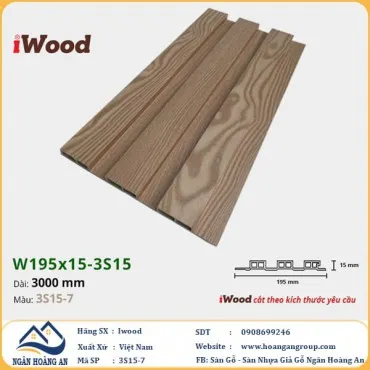 Lam 3 Sóng Nhựa Giả Gỗ Ốp Tường Ốp Trần Iwood 3S15-7