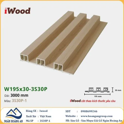 Lam 3 Sóng Cao Giả Gỗ Ốp Tường Ốp Trần Iwood 3S30P-1