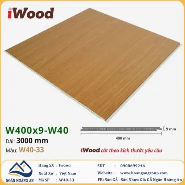 Tấm Nhựa Ốp Tường Ốp Trần Nano Giả Gỗ Iwood W40-33