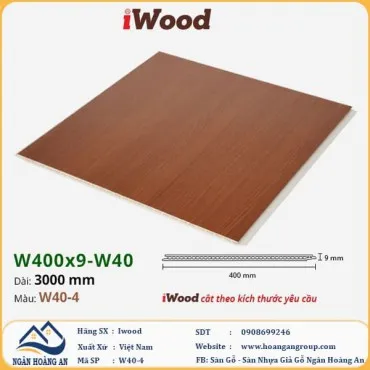 Tấm Nhựa Ốp Tường Ốp Trần Nano Giả Gỗ Iwood W40-4