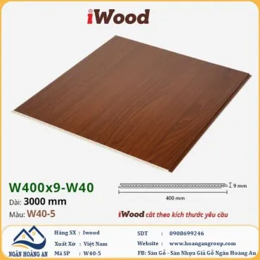 Tấm Nhựa Ốp Tường Ốp Trần Nano Giả Gỗ Iwood W40-5