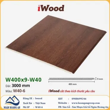 Tấm Nhựa Ốp Tường Ốp Trần Nano Giả Gỗ Iwood W40-6