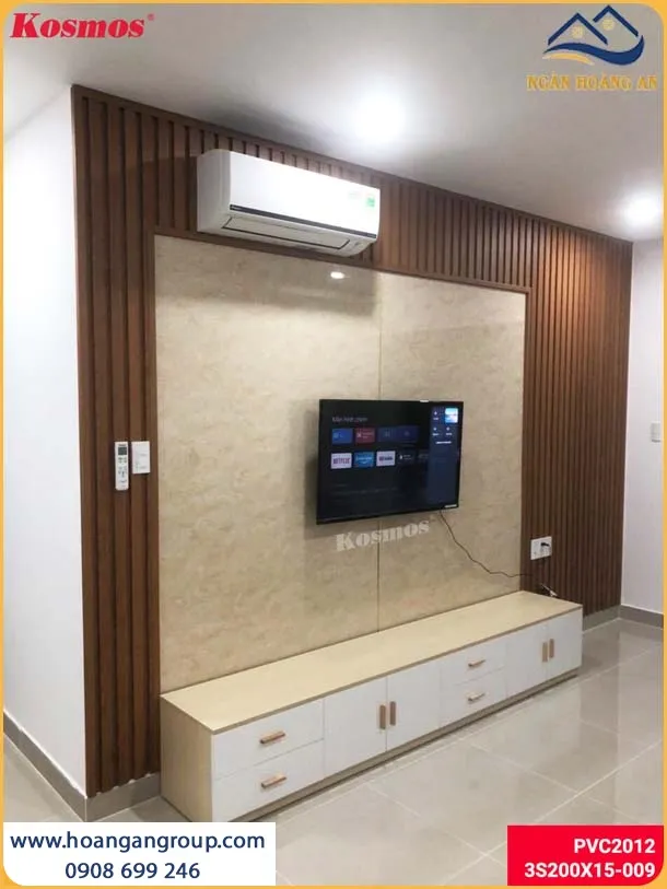Thi Công Tấm PVC Giả Đá Vách Tivi Không Bám Bụi, Dễ Lau Chùi