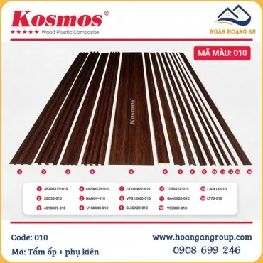 Tấm Ốp Và Phụ Kiện Kosmos Nhựa Giả Gỗ Màu 010