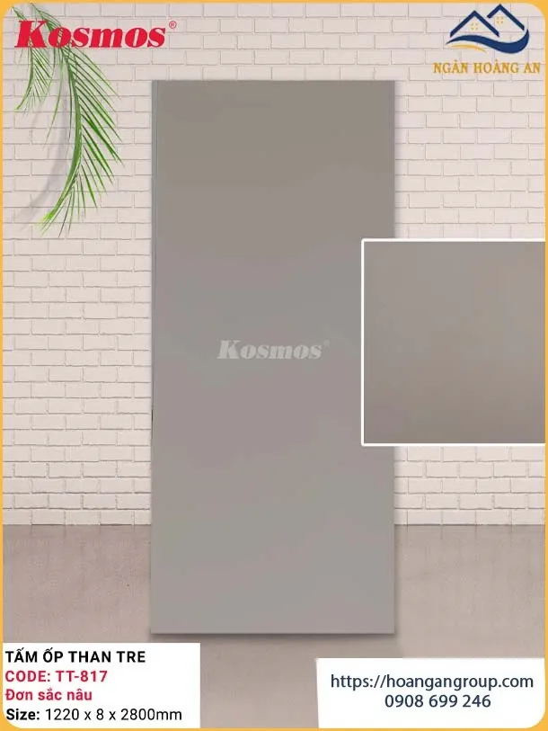 Tấm Ốp Đa Năng Sợi Than Tre Đơn Sắc Nâu Kosmos TT-817